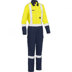 PIP 385WFRHC-YN-2X, Bisley®, AR/FR Women's Ripstop Coverall with Navy Bottom - Industrial Wash Dura